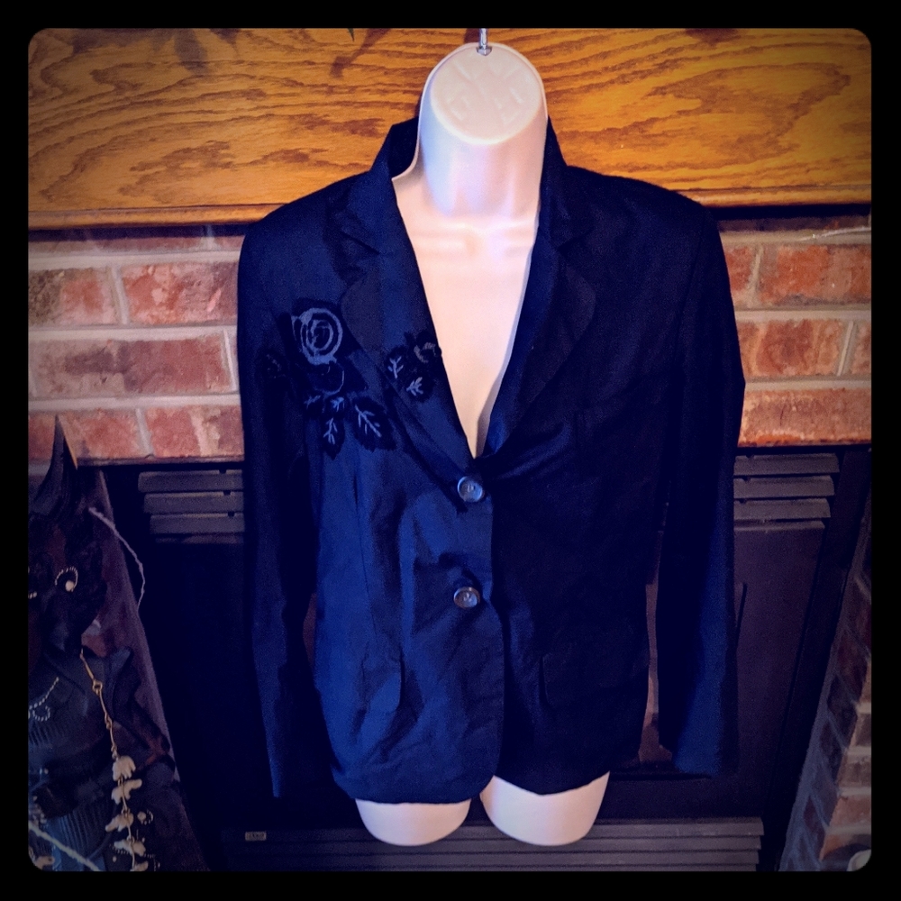 Just in case brand black embroidered blazer size M